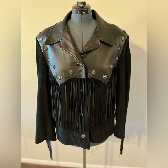 SUPER CUTE Stampede Ruidoso Leather / Suede Fringed Jacket, size 14 - Picture 8 of 8